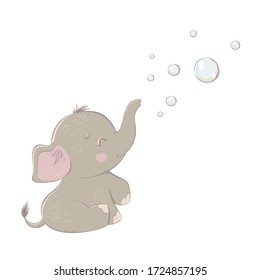 Cute cartoon elephant with bubble