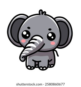 Cute Cartoon Elephant Character Clip Art Illustration