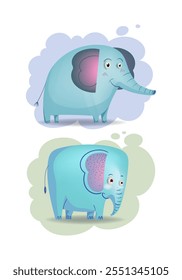 Cute cartoon elephant character vector illustration. Wildlife, zoo animal collection.