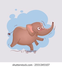 Cute cartoon elephant character vector illustration. Wildlife, zoo animal collection.