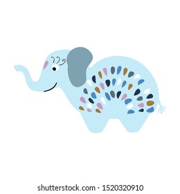 Cute cartoon elephant. Childish print perfectly look on t-shirt, poster, nursery decoration, apparel design. Scandinavian vector Illustration