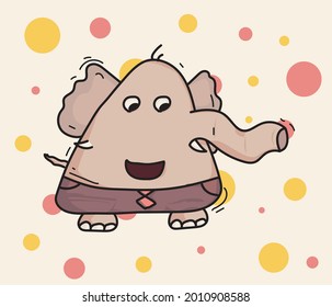 Cute cartoon elephant and cow vector flat doodle illustration. Triangular animal character. Very unique and adorable.