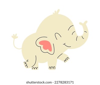 Cuta caricatura elefante icono plano elemento de la fiesta de Pascua Animal. Ilustración del vector