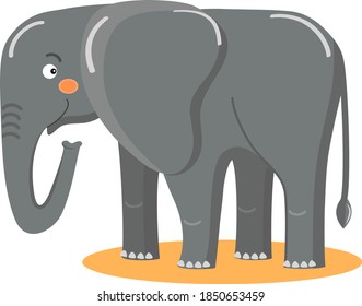 Cute cartoon elephant, funny wild african animal, vector illustration isolated on white background