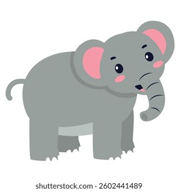 Cute cartoon elephant with a happy expression, perfect for children's illustrations and animal designs.