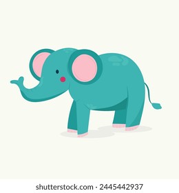 Cute cartoon elephant illustration on isolated background. Children's cartoon animals vector. For characters of children's cartoons, books, posters.