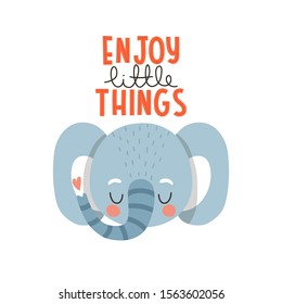 Cute cartoon elephant illustration. Vector animal illustration. Cuteelephant character on white background