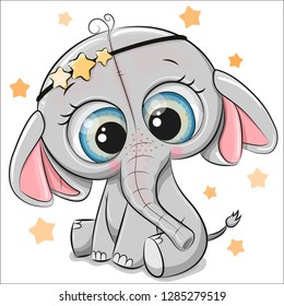 Cute Cartoon Elephant isolated on a white background