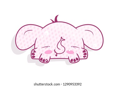 Cute cartoon elephant in Japanese kawaii style. Flat vector.