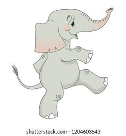 Cute cartoon elephant moves and smiles