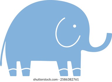 Cute cartoon elephant. Simple vector flat animal sideways. Elephant silhouette for icon, sign, emblem, logo. Clip art in themes Africa, India, safari, zoo, wildlife, wild animals, children's products.