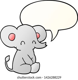 cute cartoon elephant with speech bubble in smooth gradient style