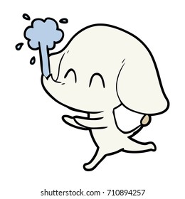 tierno elefante de dibujos animados escupiendo agua