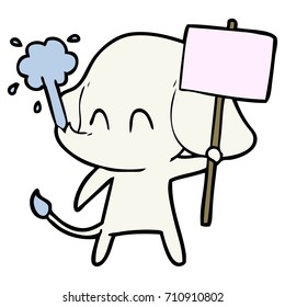 cute cartoon elephant spouting water