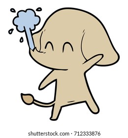 cute cartoon elephant spouting water