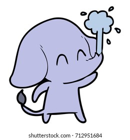 cute cartoon elephant spouting water