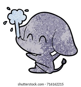 cute cartoon elephant spouting water