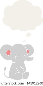 süßer Cartoon-Elefant mit Gedankenblase im Retro-Stil