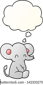 cute cartoon elephant with thought bubble in smooth gradient style
