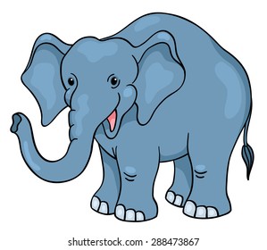 Cute cartoon elephant. Vector children illustration. Isolated on white.