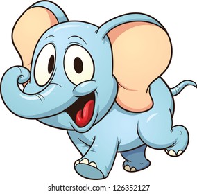 Cute cartoon elephant. Vector clip art illustration with simple gradients. All in a single layer.