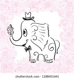 Cute cartoon elephant. Vector illustration