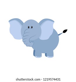Cute cartoon elephant vector illustration isolated on white background. Nursery print
