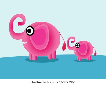 Cute cartoon elephant  Vector illustration
