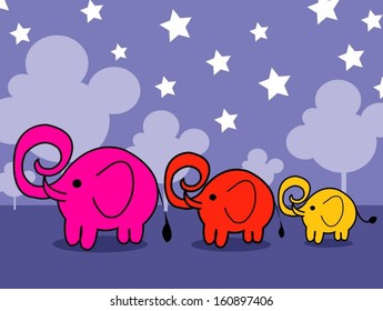 Cute cartoon elephant  Vector illustration