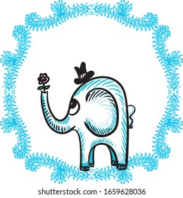 Cute cartoon elephant. Vector illustration