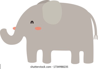 Cute Cartoon elephant, Vector illustration elephant on a white background. Drawing for children