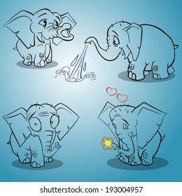 Cute cartoon elephant. Vector illustration.