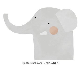 Ilustração Vetorial de Elefante de Desenho Animado Bonito. Elefante cinza minimalista com tronco levantado. Retrato desenhado à mão de um negócio de animais de safári para arte infantil, livros infantis ou projetos educacionais. RGB