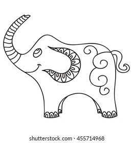 Cute cartoon elephant. Vector illustration.