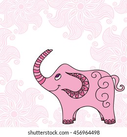 Cute cartoon elephant. Vector illustration.