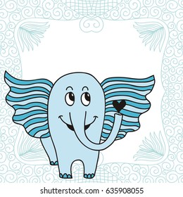 Cute cartoon elephant. Vector illustration.