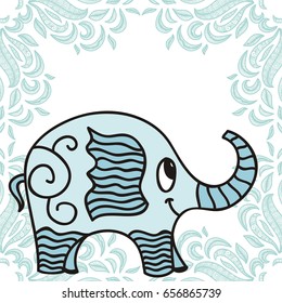 Cute cartoon elephant. Vector illustration.