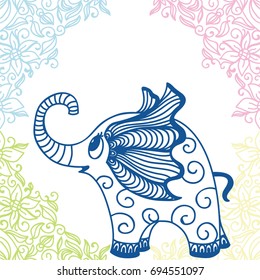 Cute cartoon elephant. Vector illustration.