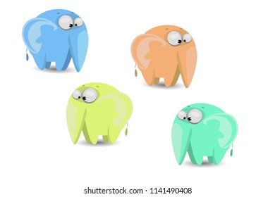 Cute cartoon elephant vector set