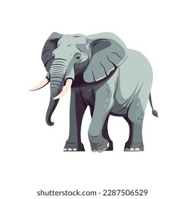 Cute cartoon elephant walking icon isolated