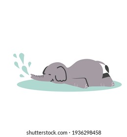 cute cartoon elephants sleeping vector