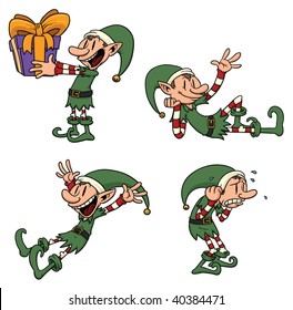 Cute cartoon elf in different poses. All elements in separate layers for easy editing.