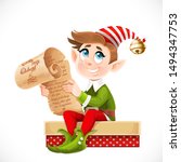 Cute cartoon elf Santa