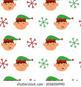 Cute cartoon elf seamless pattern