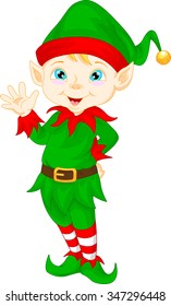 cute cartoon elf waving