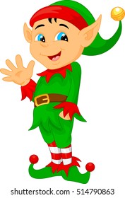 cute cartoon elf waving