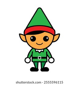 Cute Cartoon Elves Vector Art Illustration