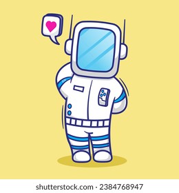 Cute Cartoon beschämte Astronauten Vektorsymbol Maskottgrafik. futuristisches Wissenschafts-Technologie-Konzept