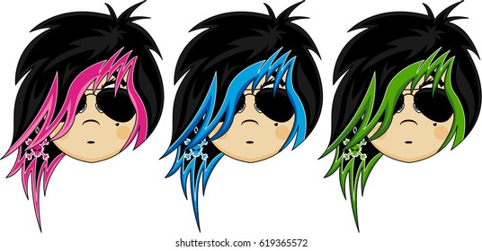 Cute Cartoon Emo Punk Girl