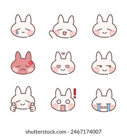 Cute cartoon emotions rabbit bunny